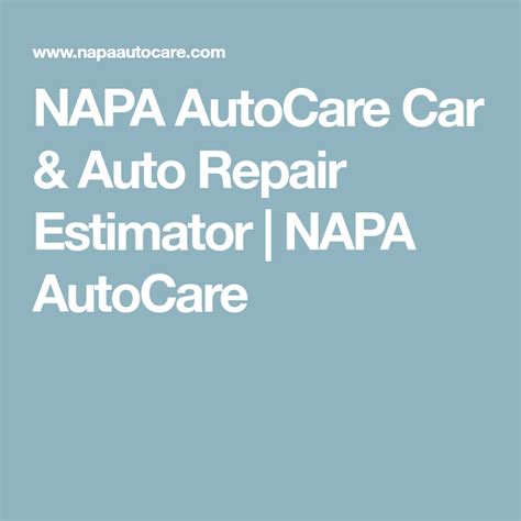 Napa auto parts repair estimator - Mar 19, 2018 · Check out all the tools & equipment available on NAPA Online or trust one of our 17,000 NAPA AutoCare locations for routine maintenance and repairs. For more information on repairing a fire-damaged car, chat with a knowledgeable expert at your local NAPA AUTO PARTS store. Photo courtesy of Wikimedia Commons. [cf]skyword_tracking_tag[/cf] 